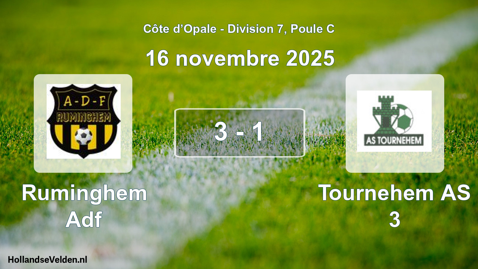 Total number of matches played: Ruminghem Adf - Tournehem AS 3 3 - 1 (16 November 2025)