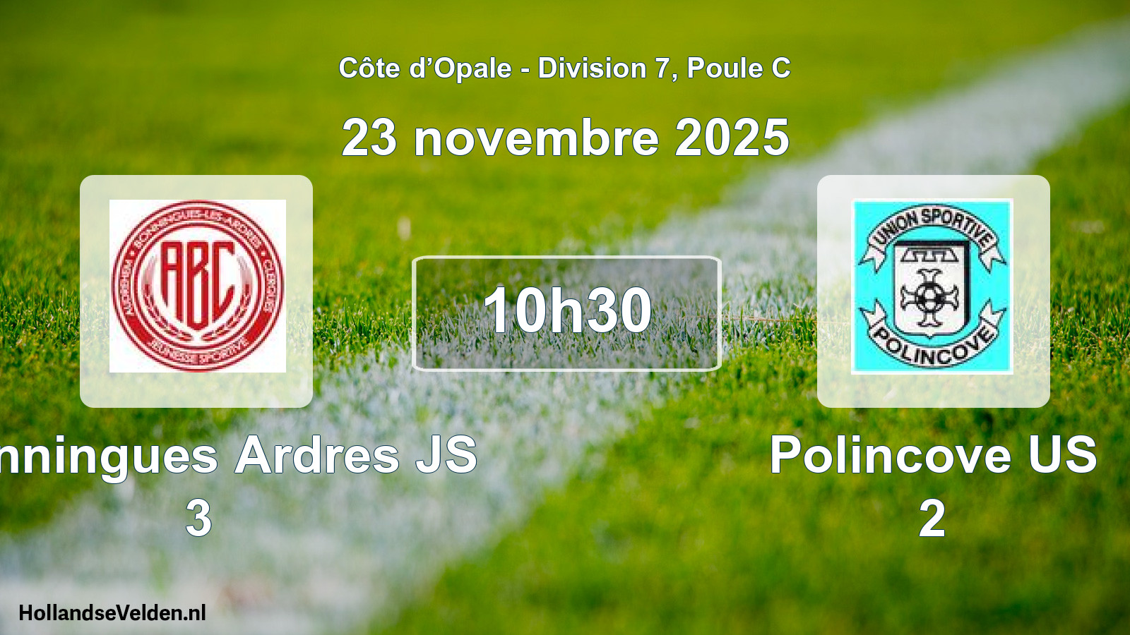 Match programmé: Bonningues Ardres JS 3 - Polincove US 2 (23 novembre 2025)
