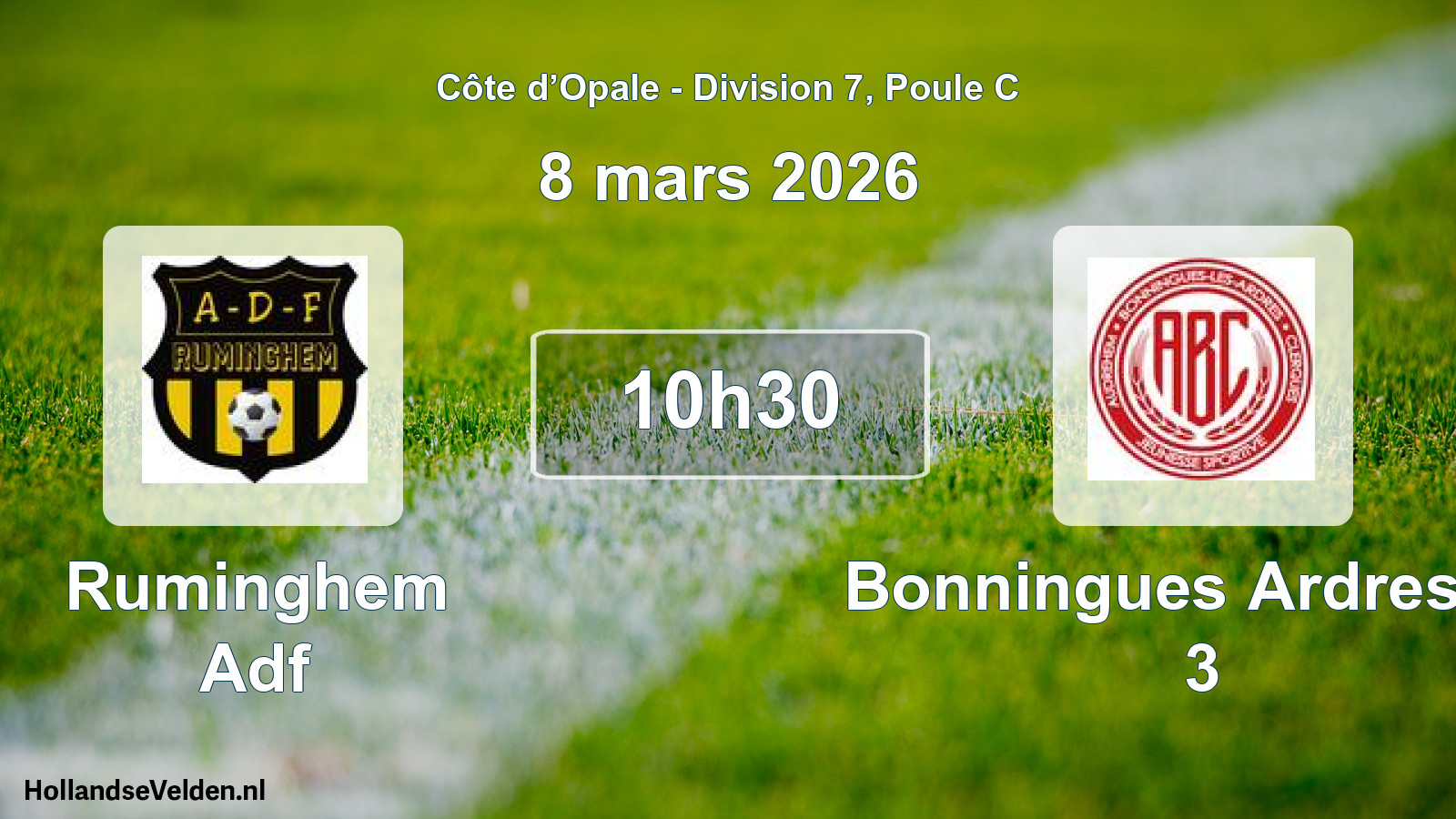 Geplande wedstrijd: Ruminghem Adf - Bonningues Ardres JS 3 (8 maart 2026)