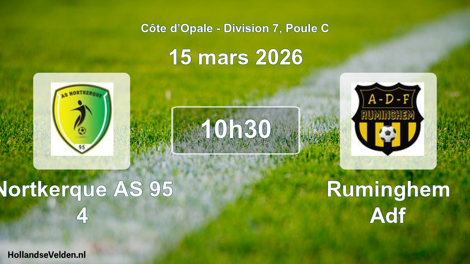 Match programmé: Nortkerque AS 95 4 - Ruminghem Adf (15 mars 2026)