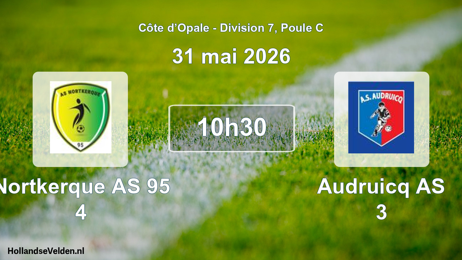 Geplande wedstrijd: Nortkerque AS 95 4 - Audruicq AS 3 (31 mei 2026)