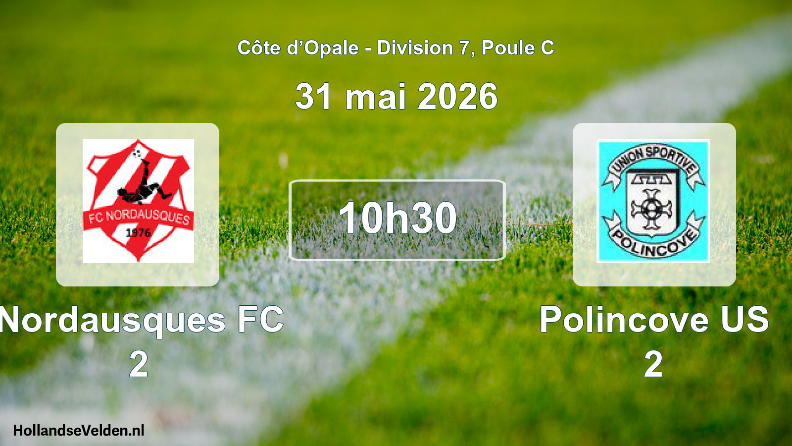 Match programmé: Nordausques FC 2 - Polincove US 2 (31 mai 2026)