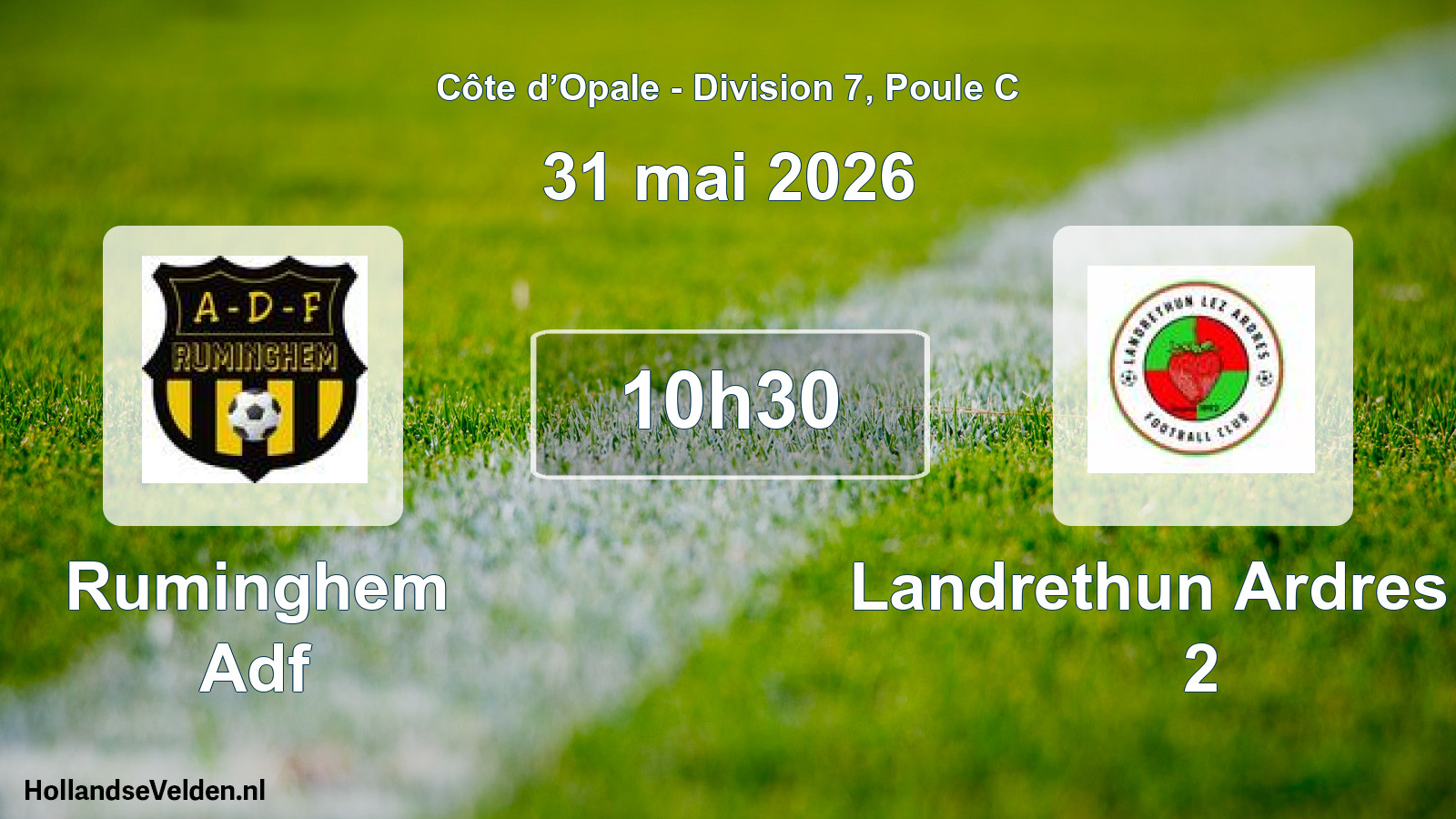 Match programmé: Ruminghem Adf - Landrethun Ardres FC 2 (31 mai 2026)