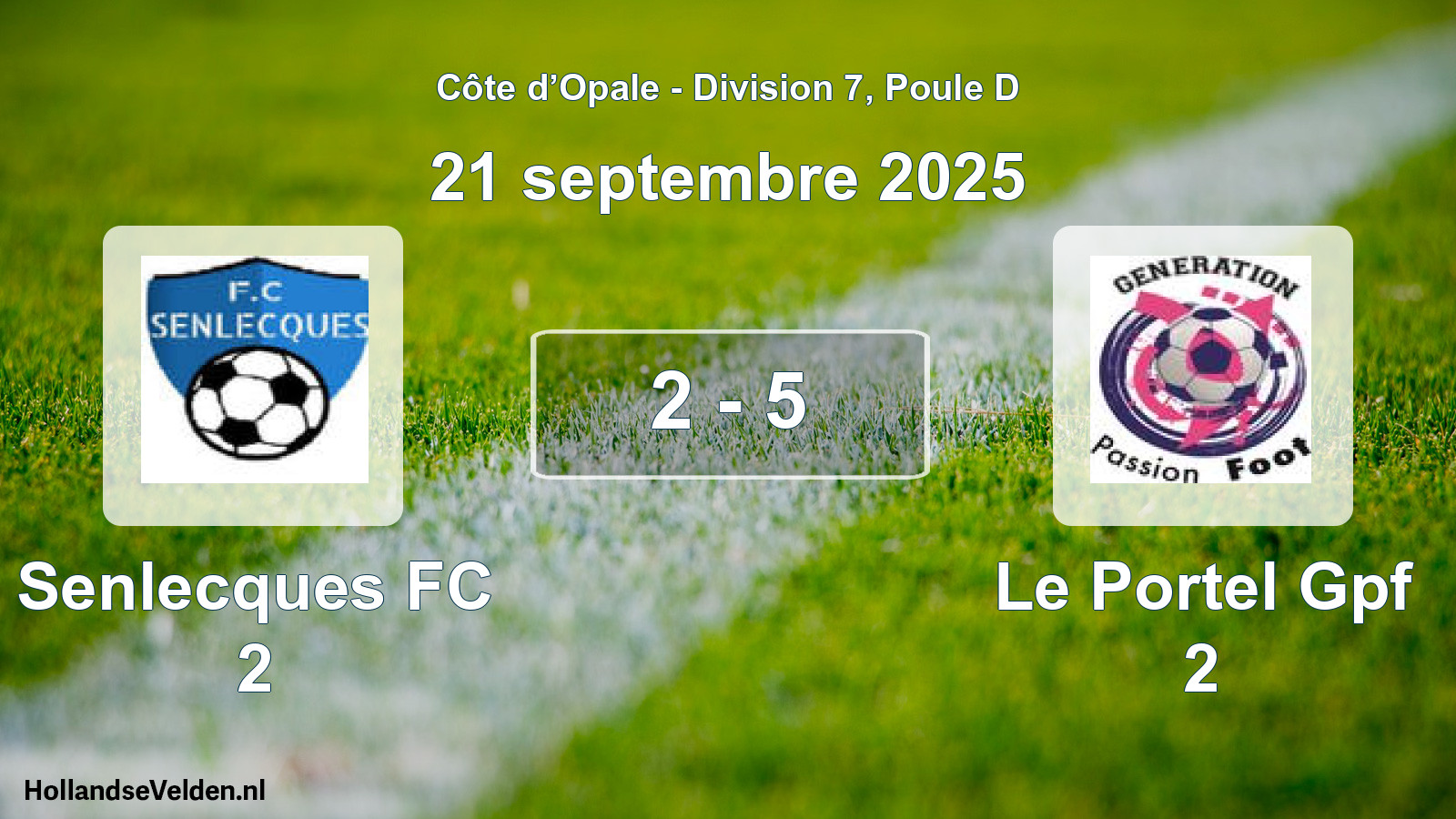 Total number of matches played: Senlecques FC 2 - Le Portel Gpf 2 2 - 5 (21 September 2025)