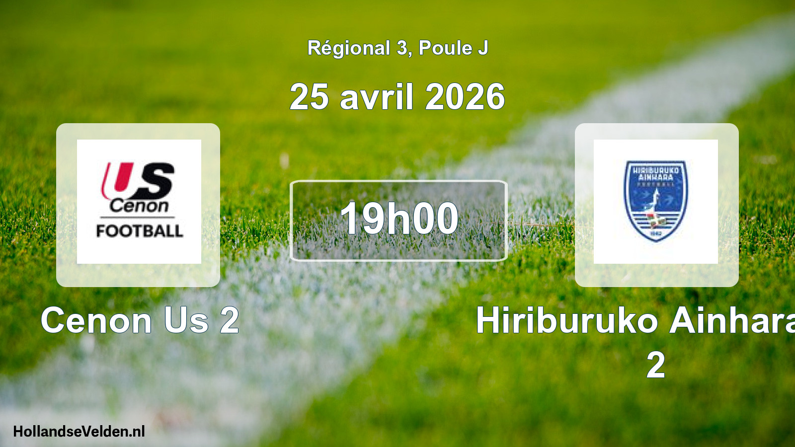 Geplande wedstrijd: Cenon Us 2 - Hiriburuko Ainhara S 2 (25 avril 2026)