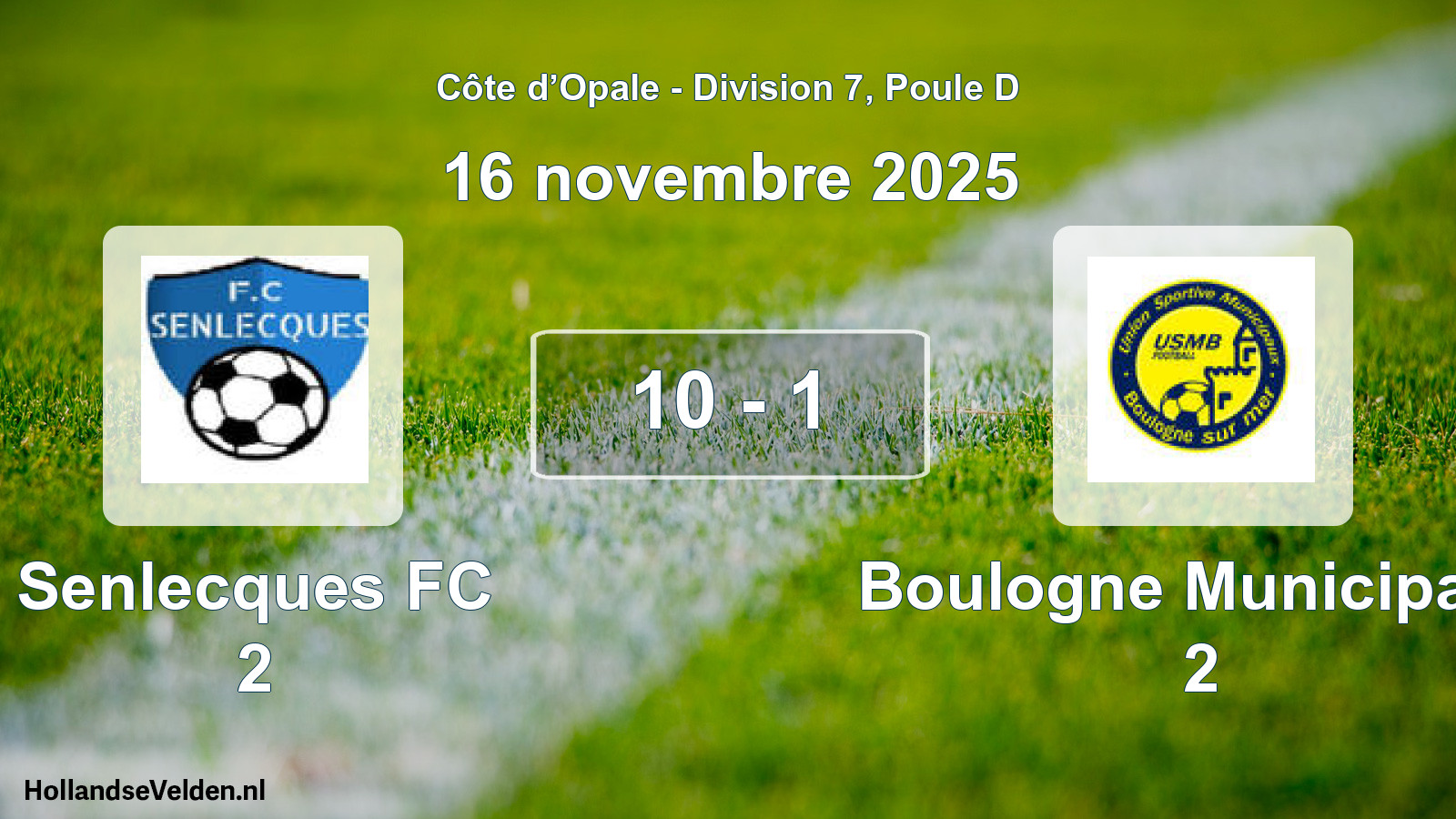Match joué: Senlecques FC 2 - Boulogne Municipaux 2 10 - 1 (16 novembre 2025)