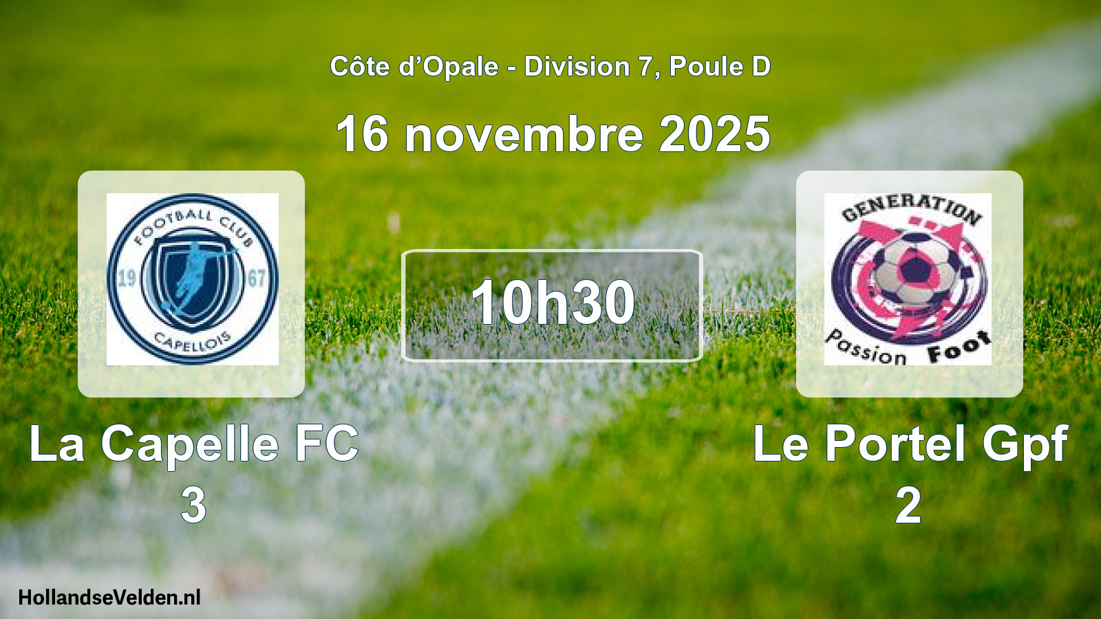 Match programmé: La Capelle FC 3 - Le Portel Gpf 2 (16 novembre 2025)
