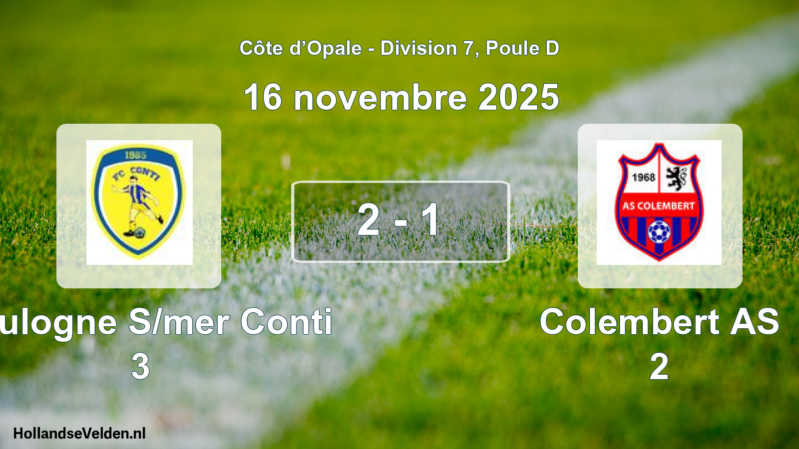 Match joué: Boulogne S/mer Conti 3 - Colembert AS 2 2 - 1 (16 novembre 2025)