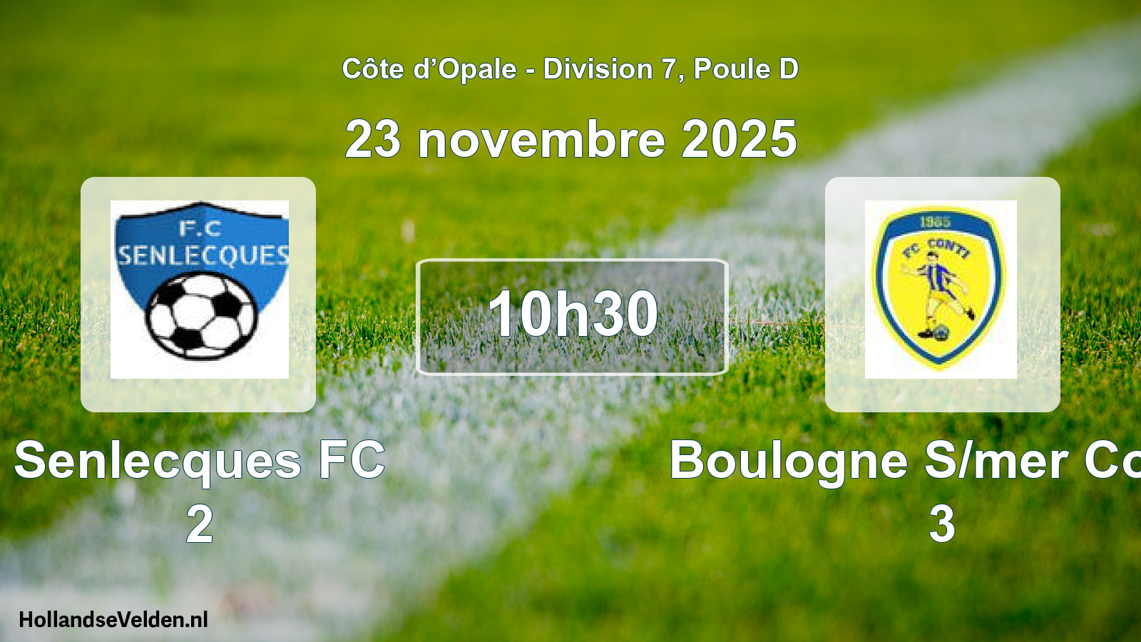 Geplande wedstrijd: Senlecques FC 2 - Boulogne S/mer Conti 3 (23 november 2025)