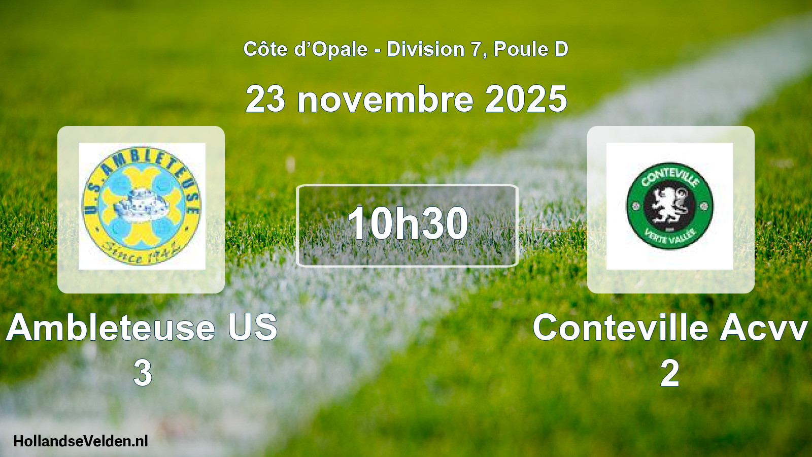 Match programmé: Ambleteuse US 3 - Conteville Acvv 2 (23 novembre 2025)