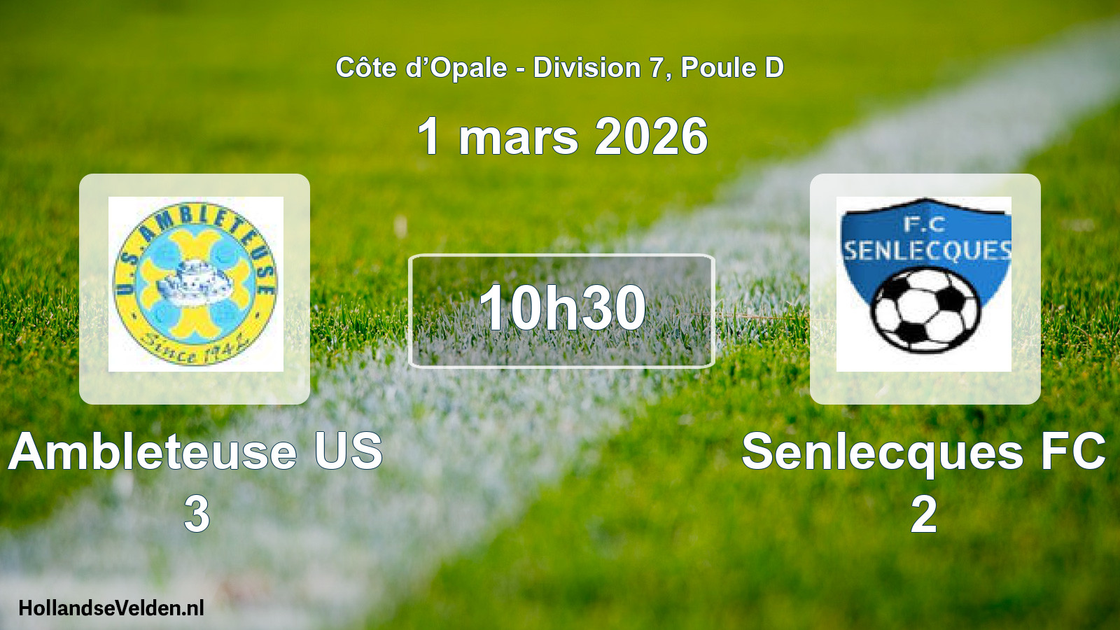 Geplande wedstrijd: Ambleteuse US 3 - Senlecques FC 2 (1 maart 2026)