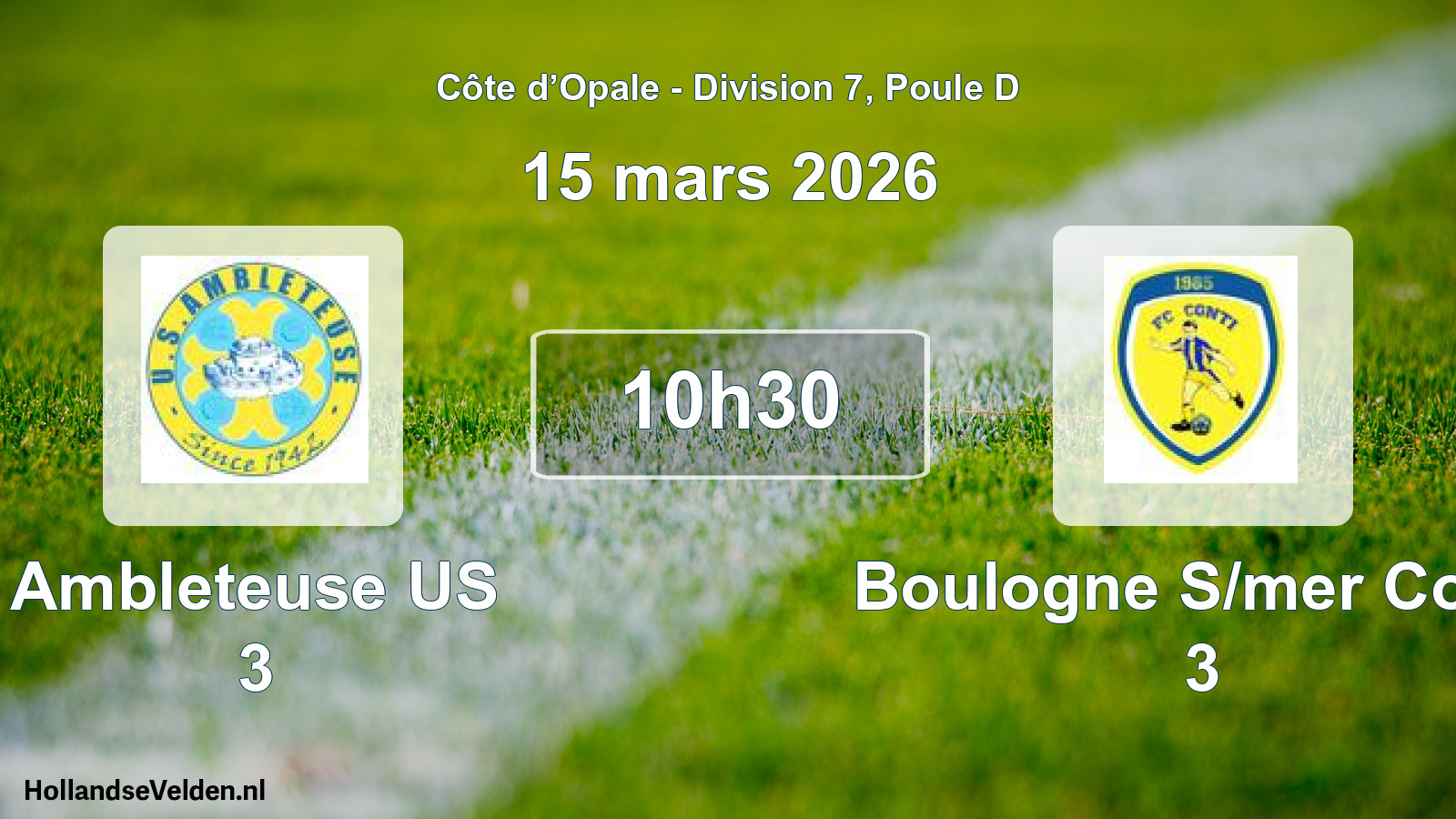 Match programmé: Ambleteuse US 3 - Boulogne S/mer Conti 3 (15 mars 2026)