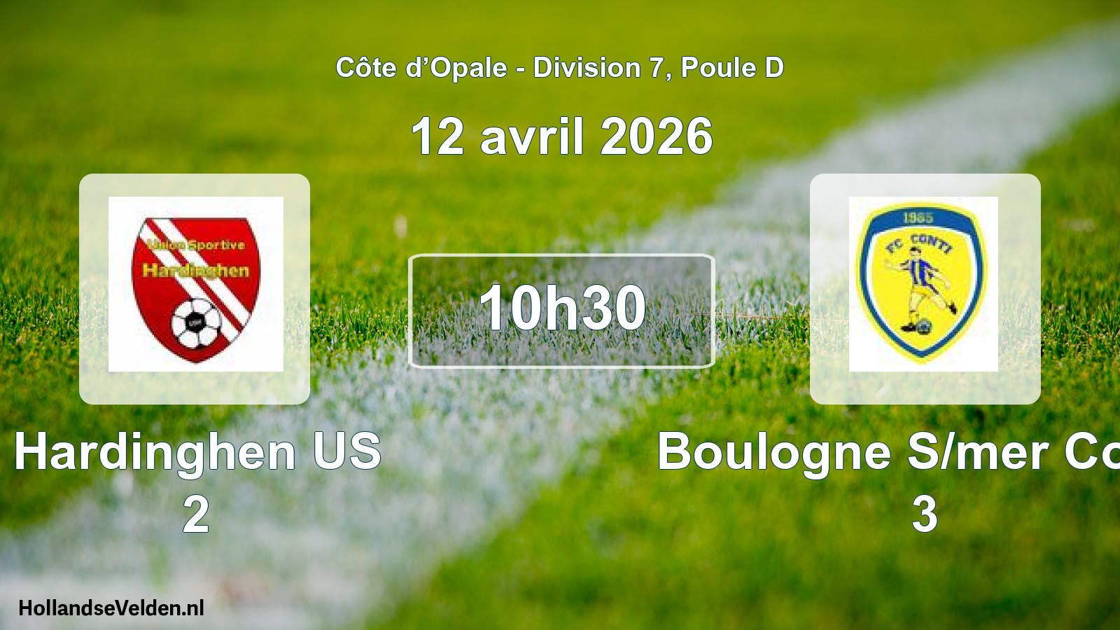 Match programmé: Hardinghen US 2 - Boulogne S/mer Conti 3 (12 avril 2026)