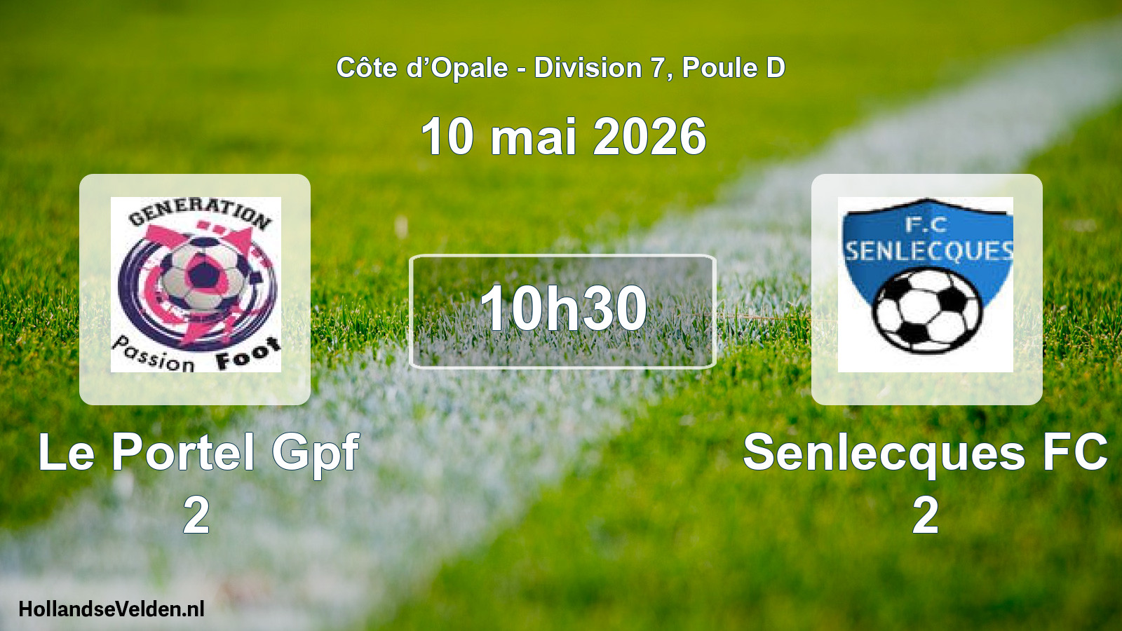 Match programmé: Le Portel Gpf 2 - Senlecques FC 2 (10 mai 2026)