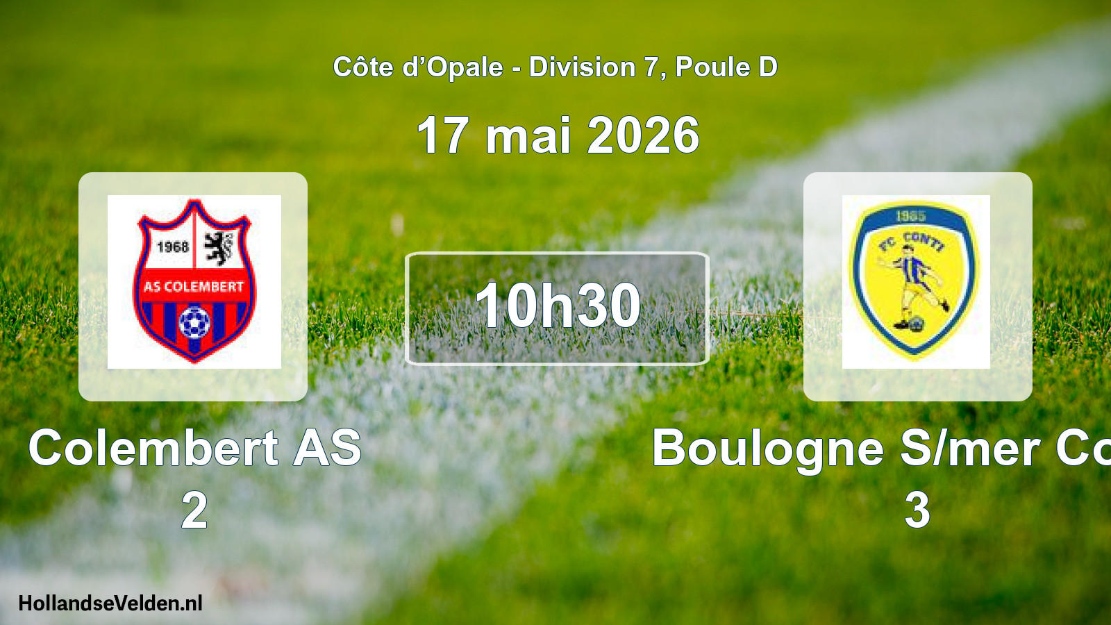Geplande wedstrijd: Colembert AS 2 - Boulogne S/mer Conti 3 (17 mei 2026)