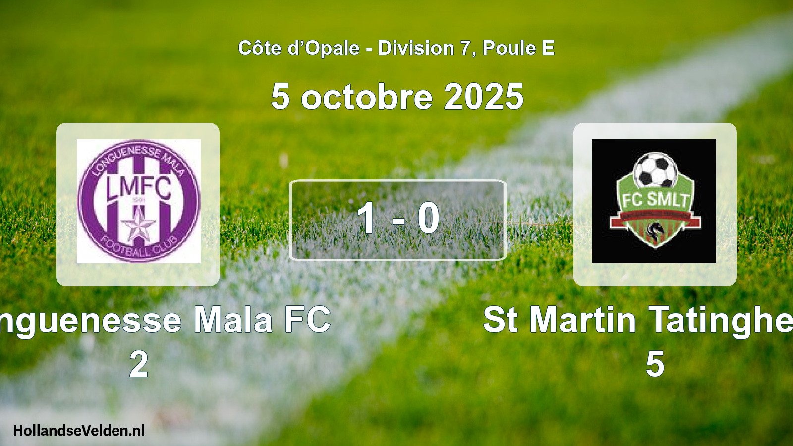 Match joué: Longuenesse Mala FC 2 - St Martin Tatinghem 5 1 - 0 (5 octobre 2025)