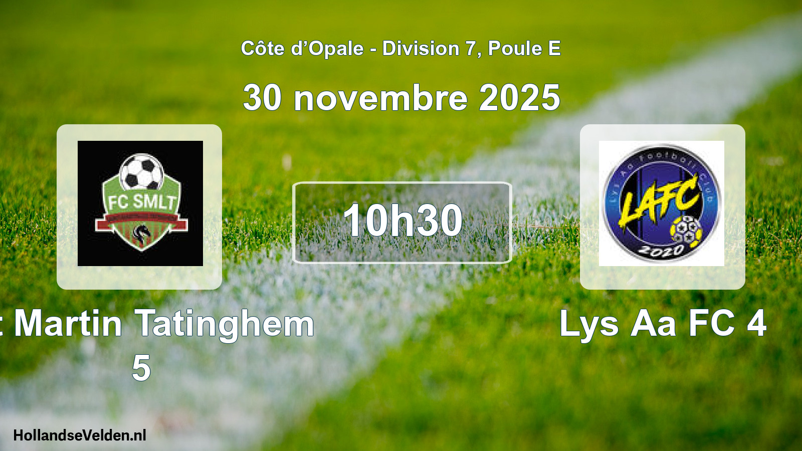 Match programmé: St Martin Tatinghem 5 - Lys Aa FC 4 (30 novembre 2025)