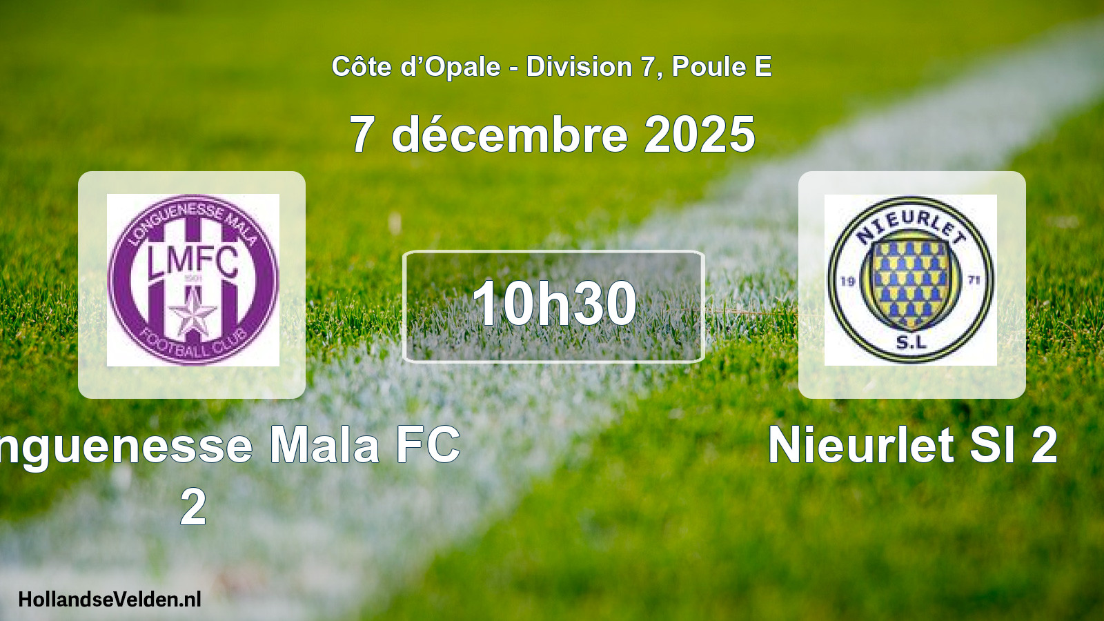 Match programmé: Longuenesse Mala FC 2 - Nieurlet Sl 2 (7 décembre 2025)