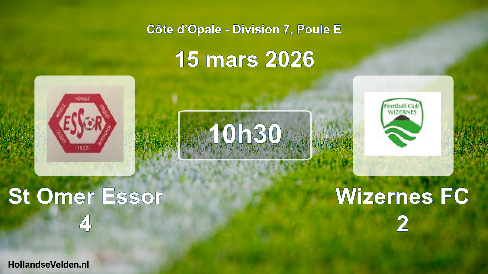 Match programmé: St Omer Essor 4 - Wizernes FC 2 (15 mars 2026)