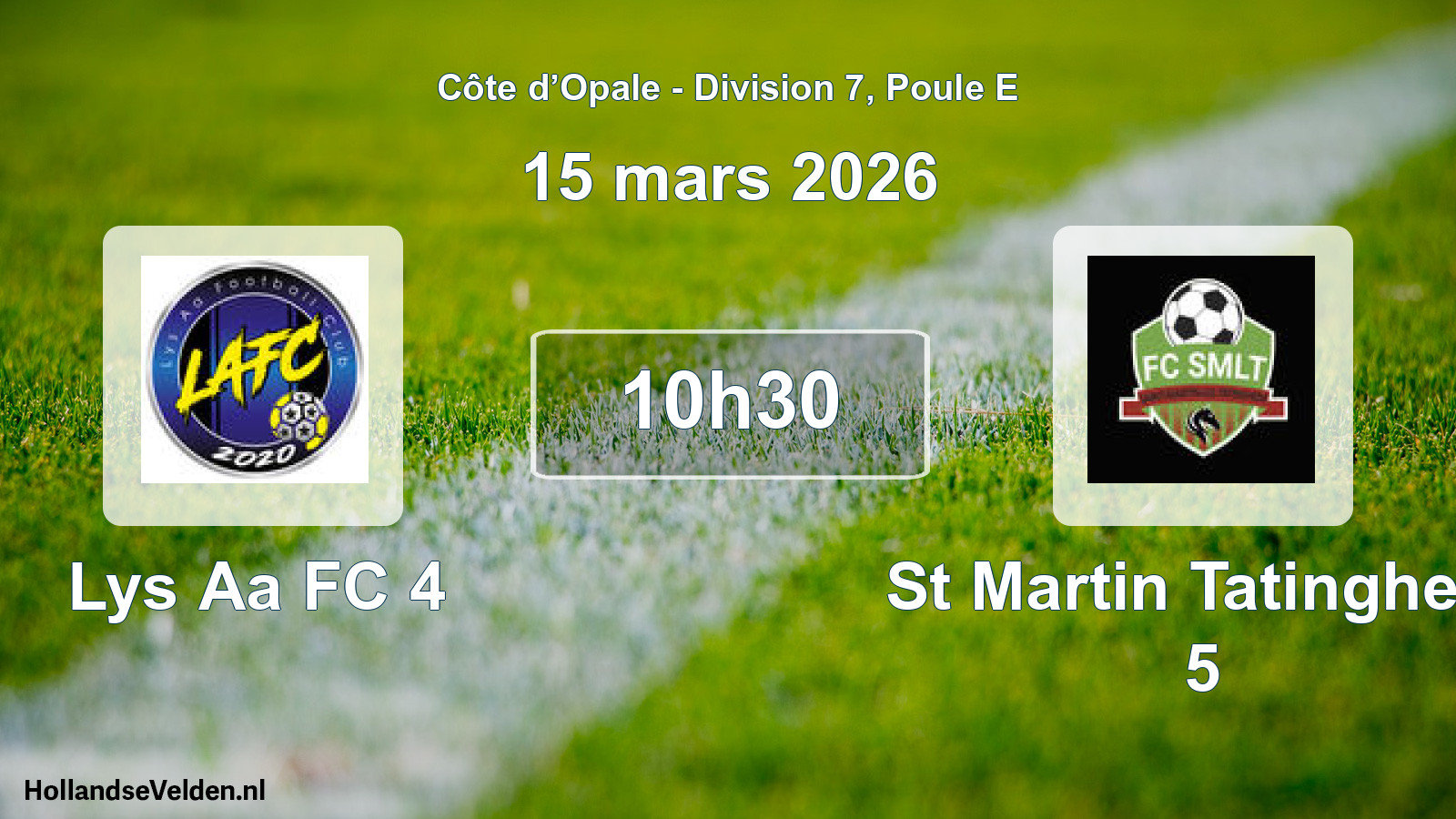 Match programmé: Lys Aa FC 4 - St Martin Tatinghem 5 (15 mars 2026)