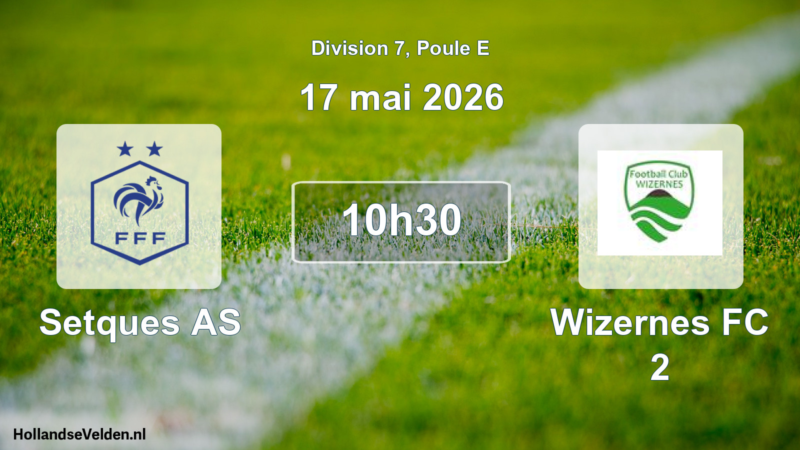 Match programmé: Setques AS - Wizernes FC 2 (17 mai 2026)