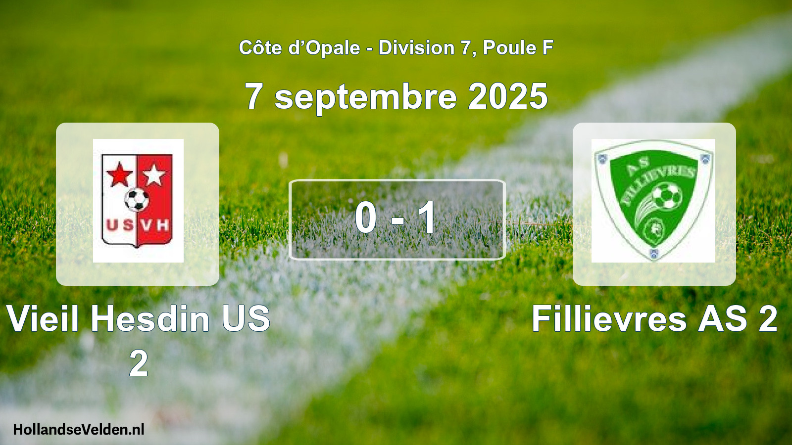 Match joué: Vieil Hesdin US 2 - Fillievres AS 2 0 - 1 (7 septembre 2025)