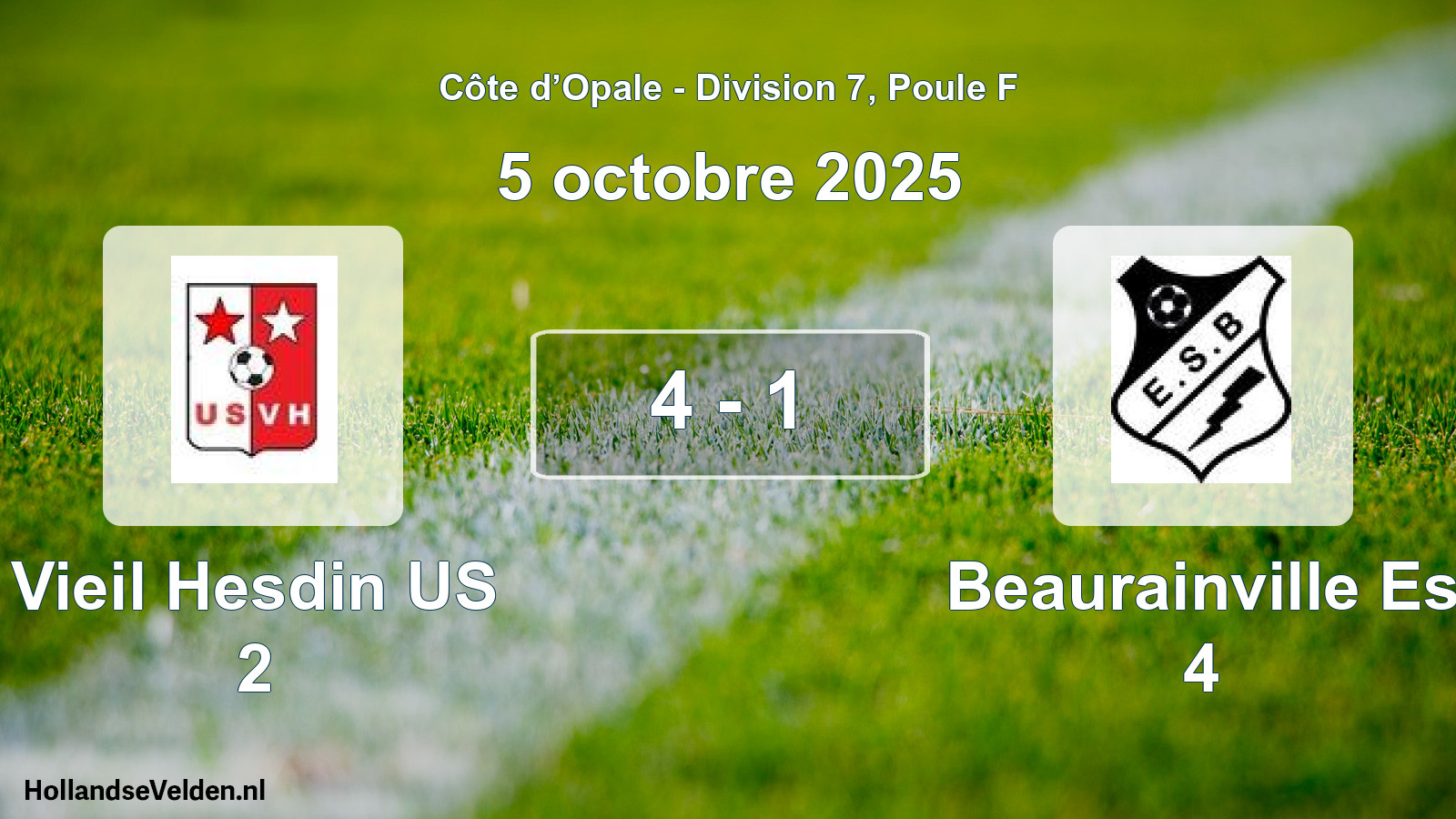 Total number of matches played: Vieil Hesdin US 2 - Beaurainville Es 4 4 - 1 (5 October 2025)