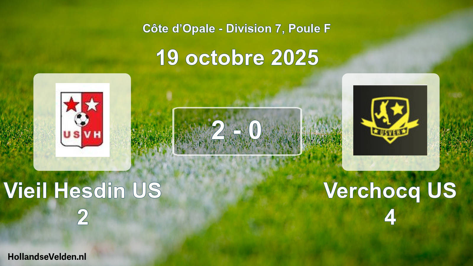 Total number of matches played: Vieil Hesdin US 2 - Verchocq US 4 2 - 0 (19 October 2025)