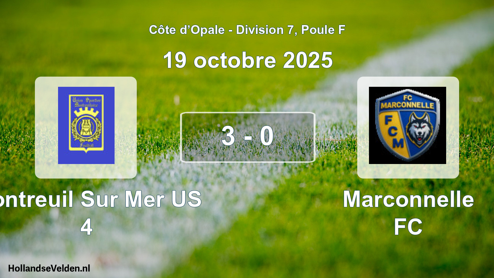 Gespeelde wedstrijd: Montreuil Sur Mer US 4 - Marconnelle FC 3 - 0 (19 oktober 2025)