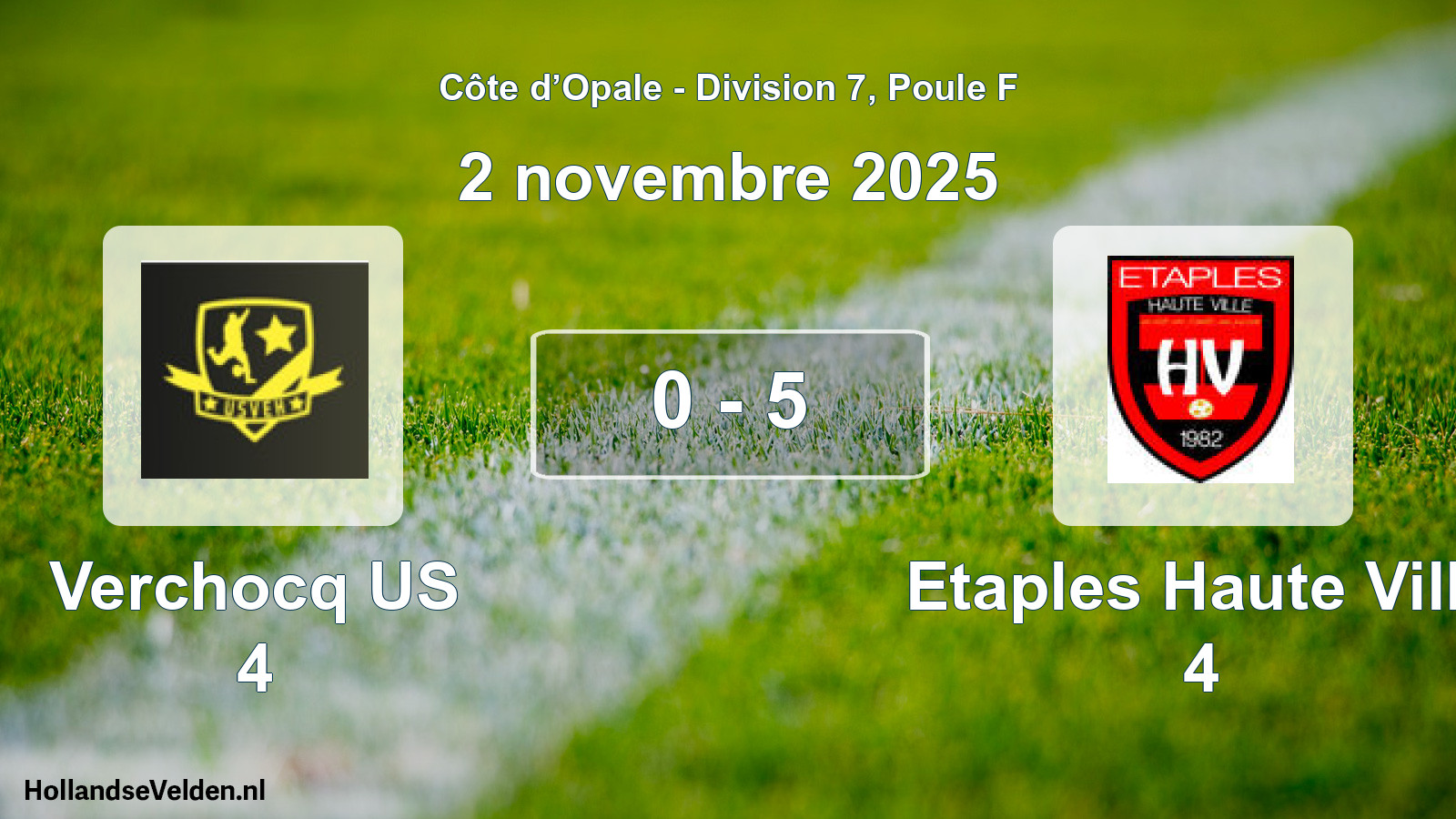 Gespeelde wedstrijd: Verchocq US 4 - Etaples Haute Ville 4 0 - 5 (2 november 2025)