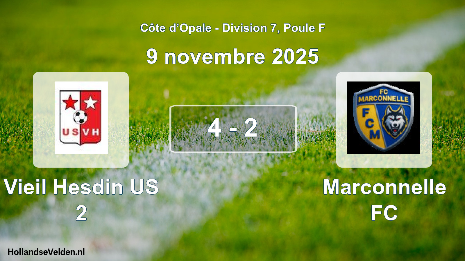 Match joué: Vieil Hesdin US 2 - Marconnelle FC 4 - 2 (9 novembre 2025)