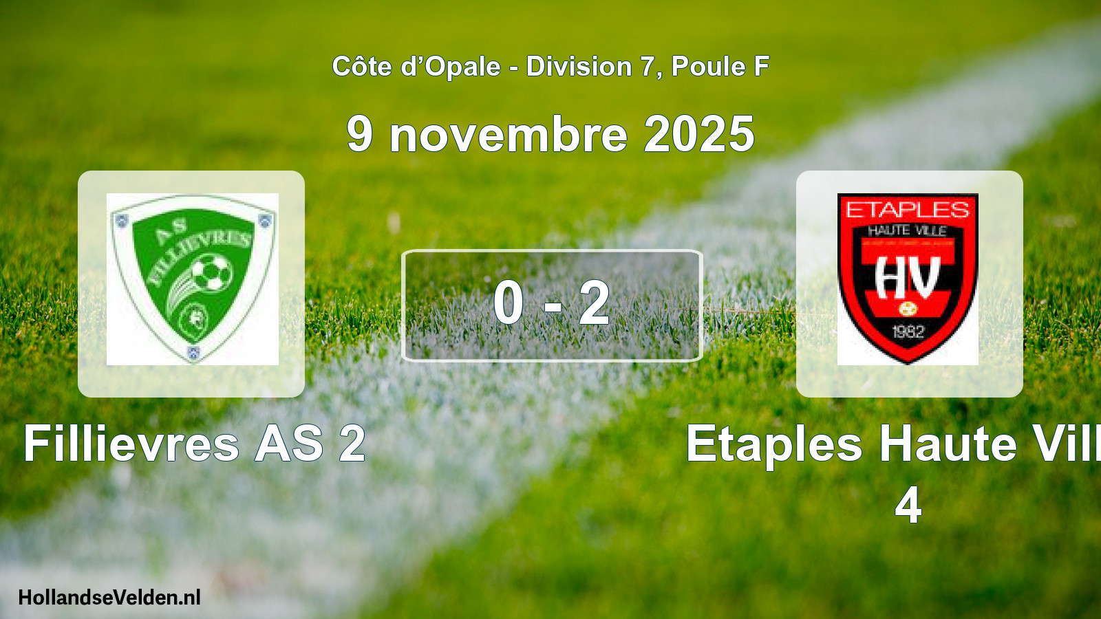 Total number of matches played: Fillievres AS 2 - Etaples Haute Ville 4 0 - 2 (9 November 2025)