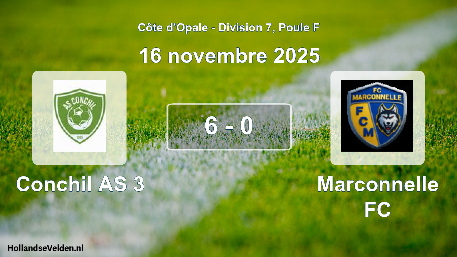 Match joué: Conchil AS 3 - Marconnelle FC 6 - 0 (16 novembre 2025)