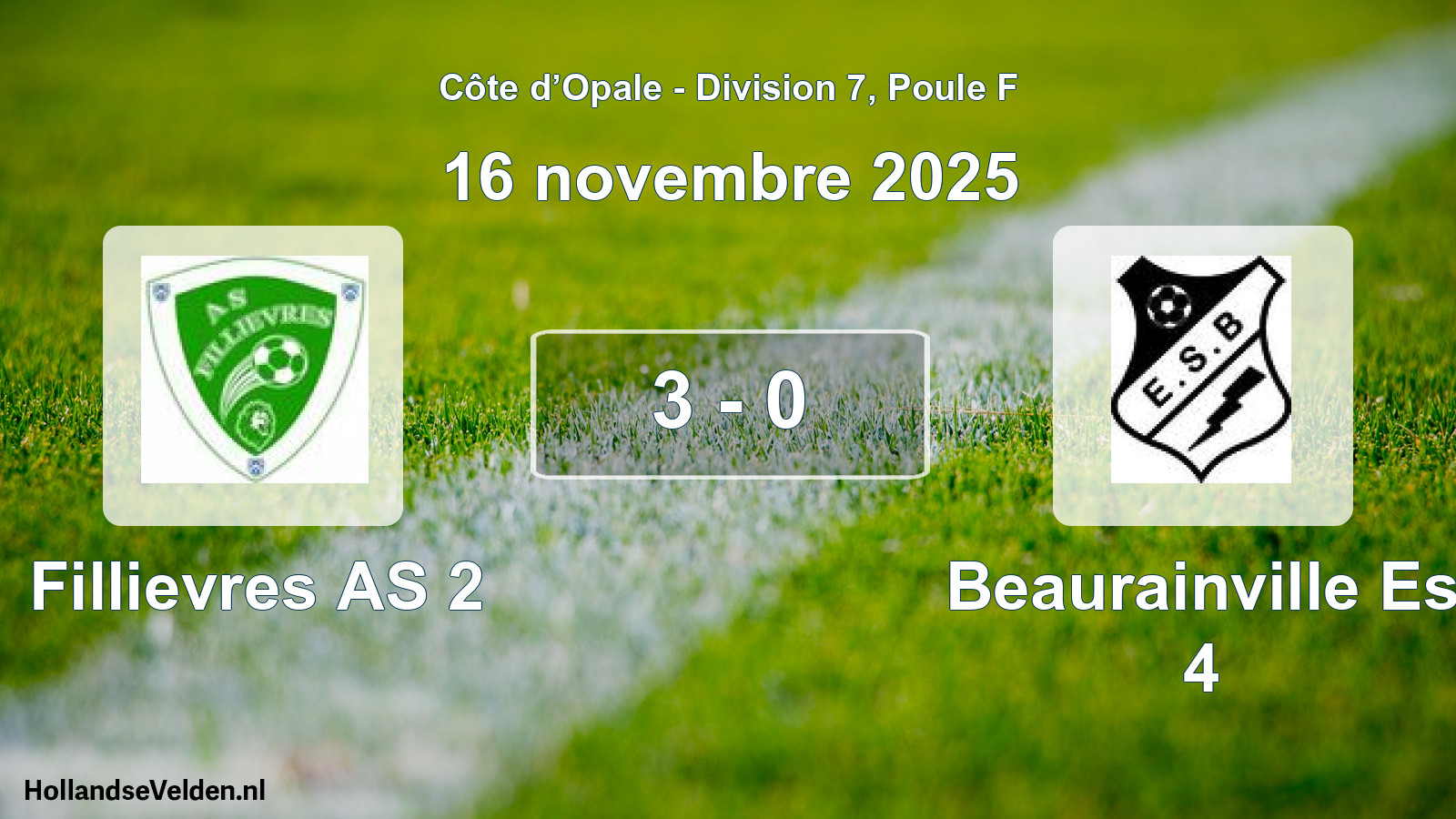 Match joué: Fillievres AS 2 - Beaurainville Es 4 3 - 0 (16 novembre 2025)