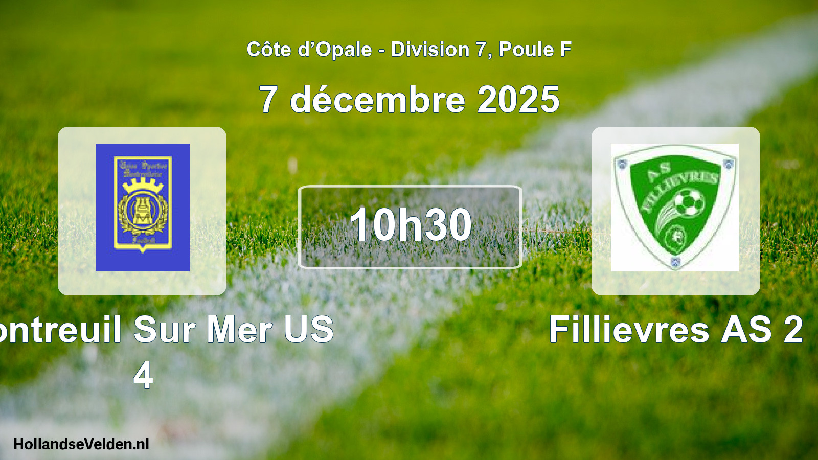 Match programmé: Montreuil Sur Mer US 4 - Fillievres AS 2 (7 décembre 2025)