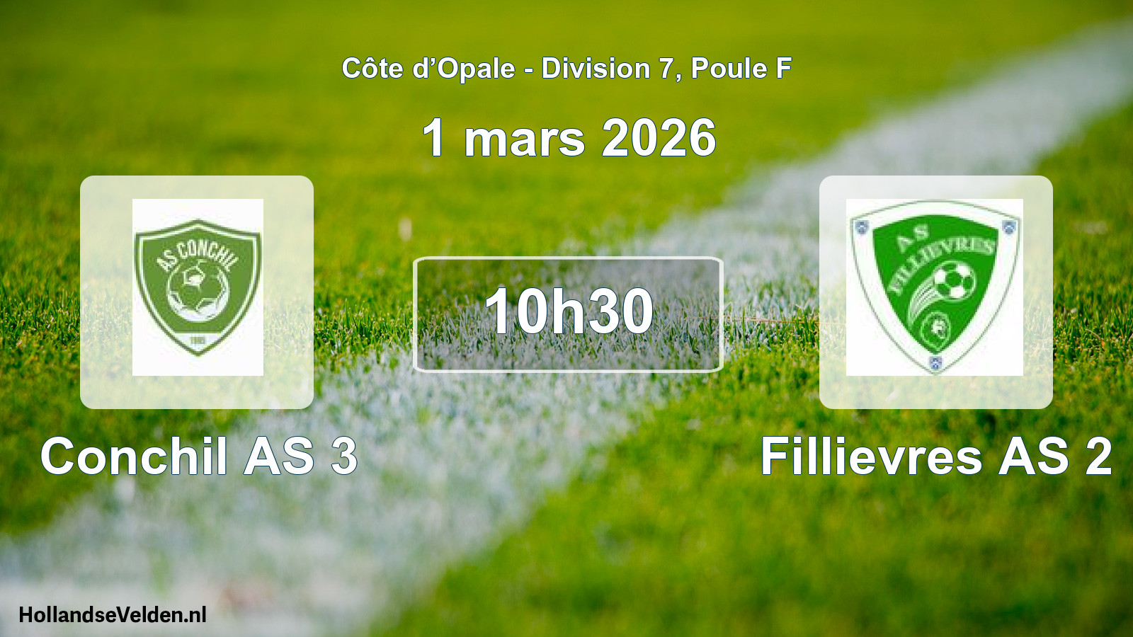 Match programmé: Conchil AS 3 - Fillievres AS 2 (1 mars 2026)