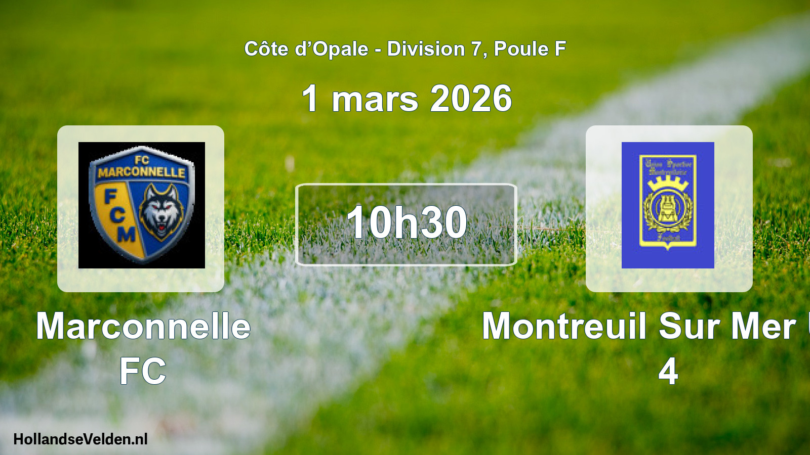 Match programmé: Marconnelle FC - Montreuil Sur Mer US 4 (1 mars 2026)