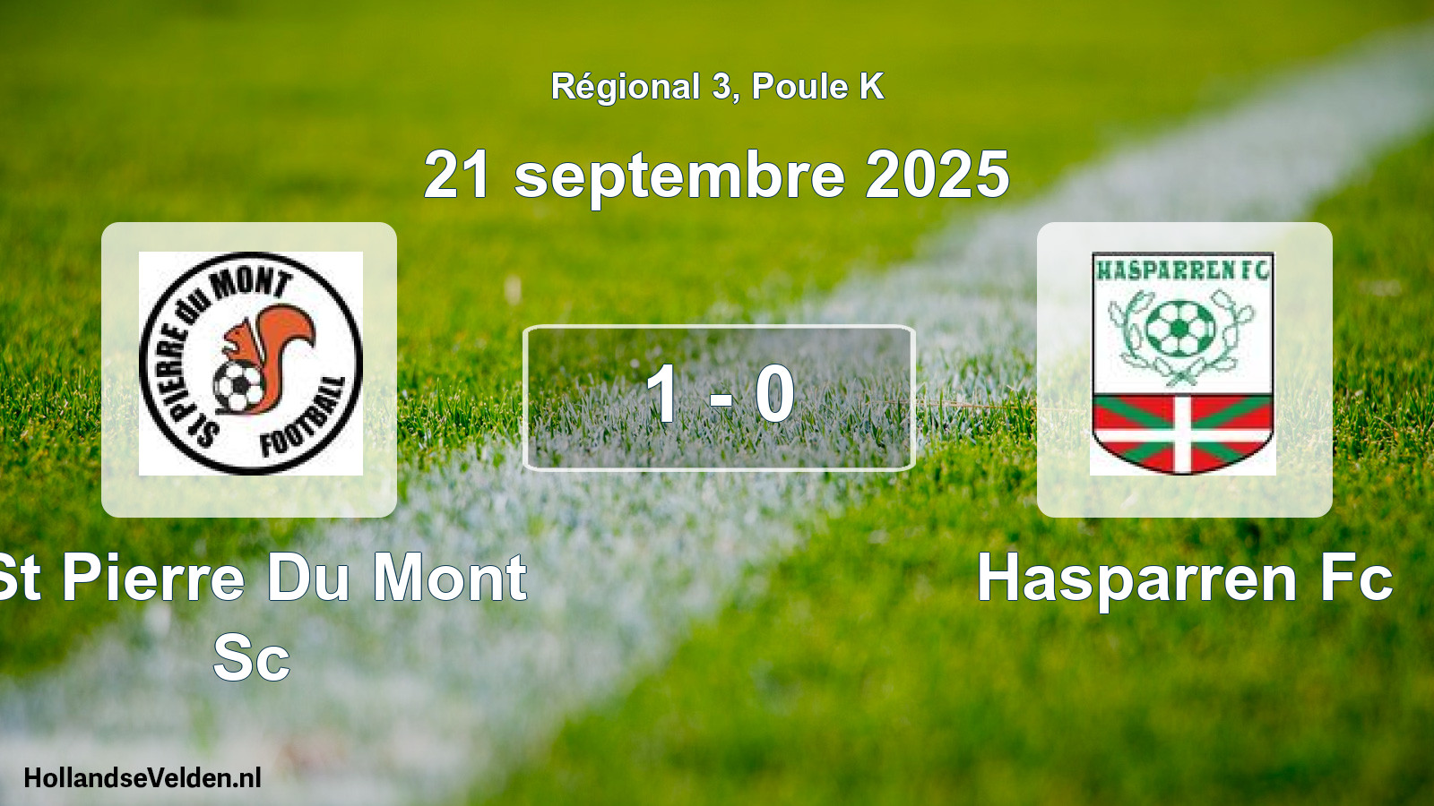 Gespeelde wedstrijd: St Pierre Du Mont Sc - Hasparren Fc 1 - 0 (21 septembre 2025)