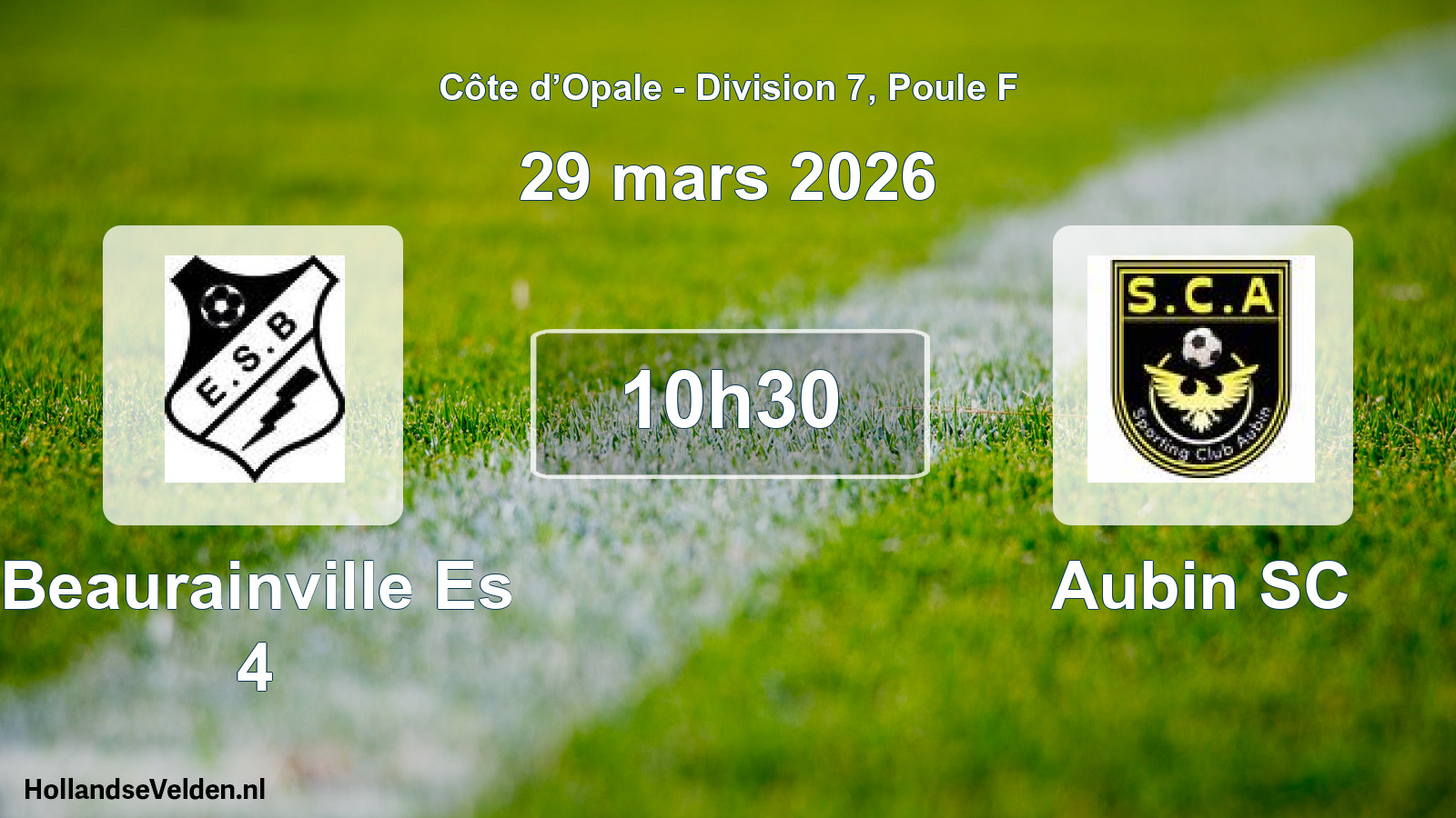 Match programmé: Beaurainville Es 4 - Aubin SC (29 mars 2026)