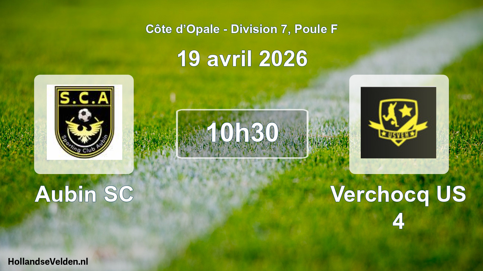 Match programmé: Aubin SC - Verchocq US 4 (19 avril 2026)