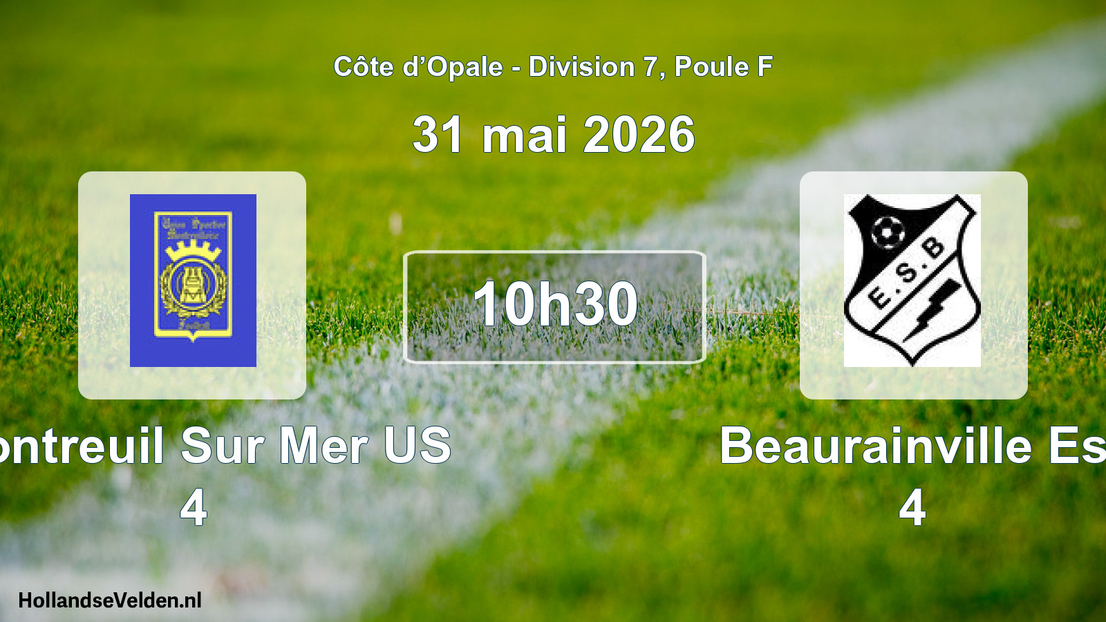 Match programmé: Montreuil Sur Mer US 4 - Beaurainville Es 4 (31 mai 2026)