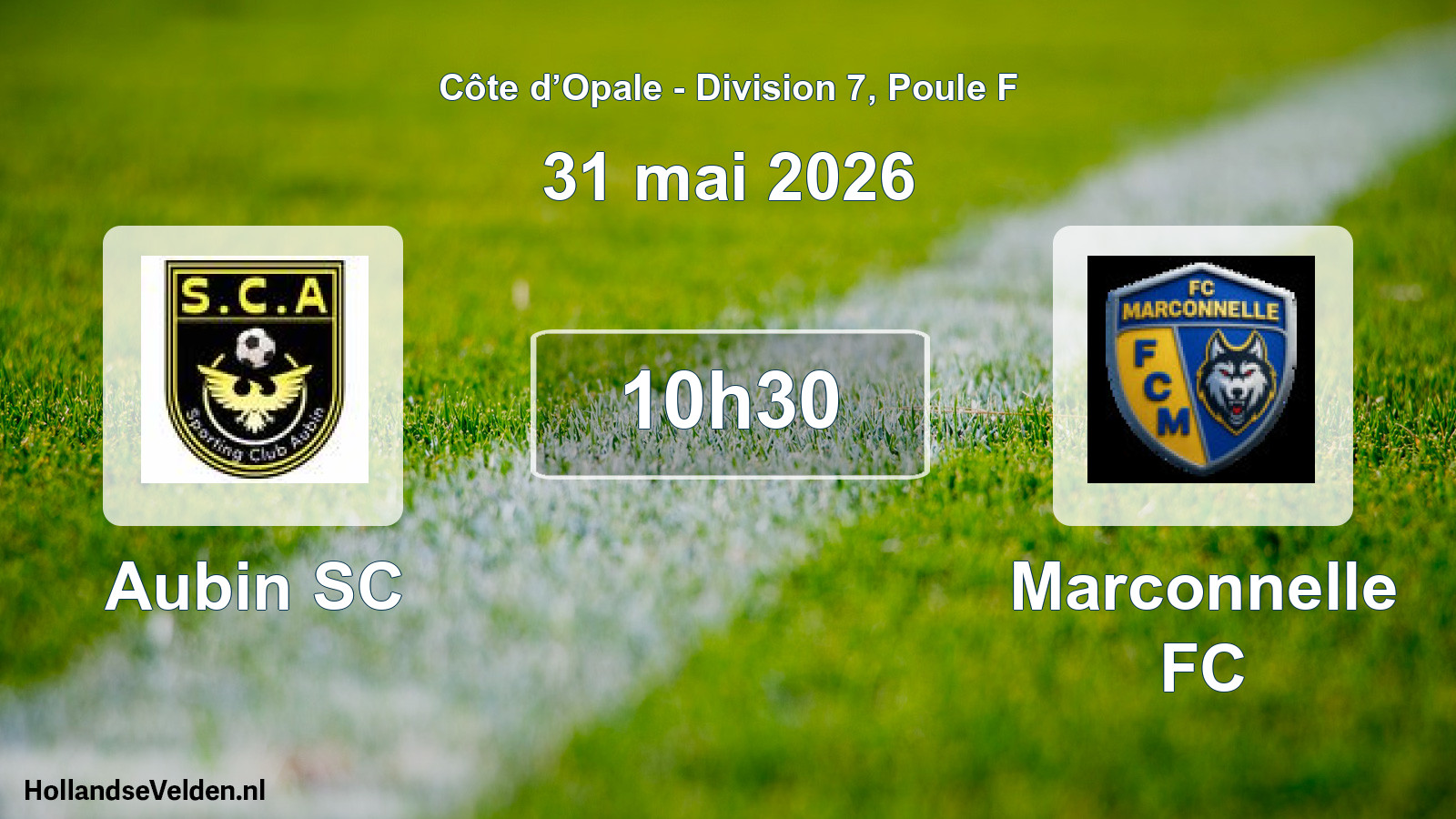 Match programmé: Aubin SC - Marconnelle FC (31 mai 2026)
