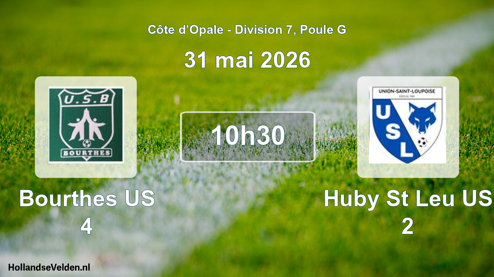 Match programmé: Bourthes US 4 - Huby St Leu US 2 (31 mai 2026)