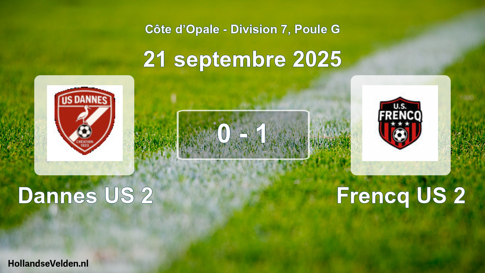 Match joué: Dannes US 2 - Frencq US 2 0 - 1 (21 septembre 2025)