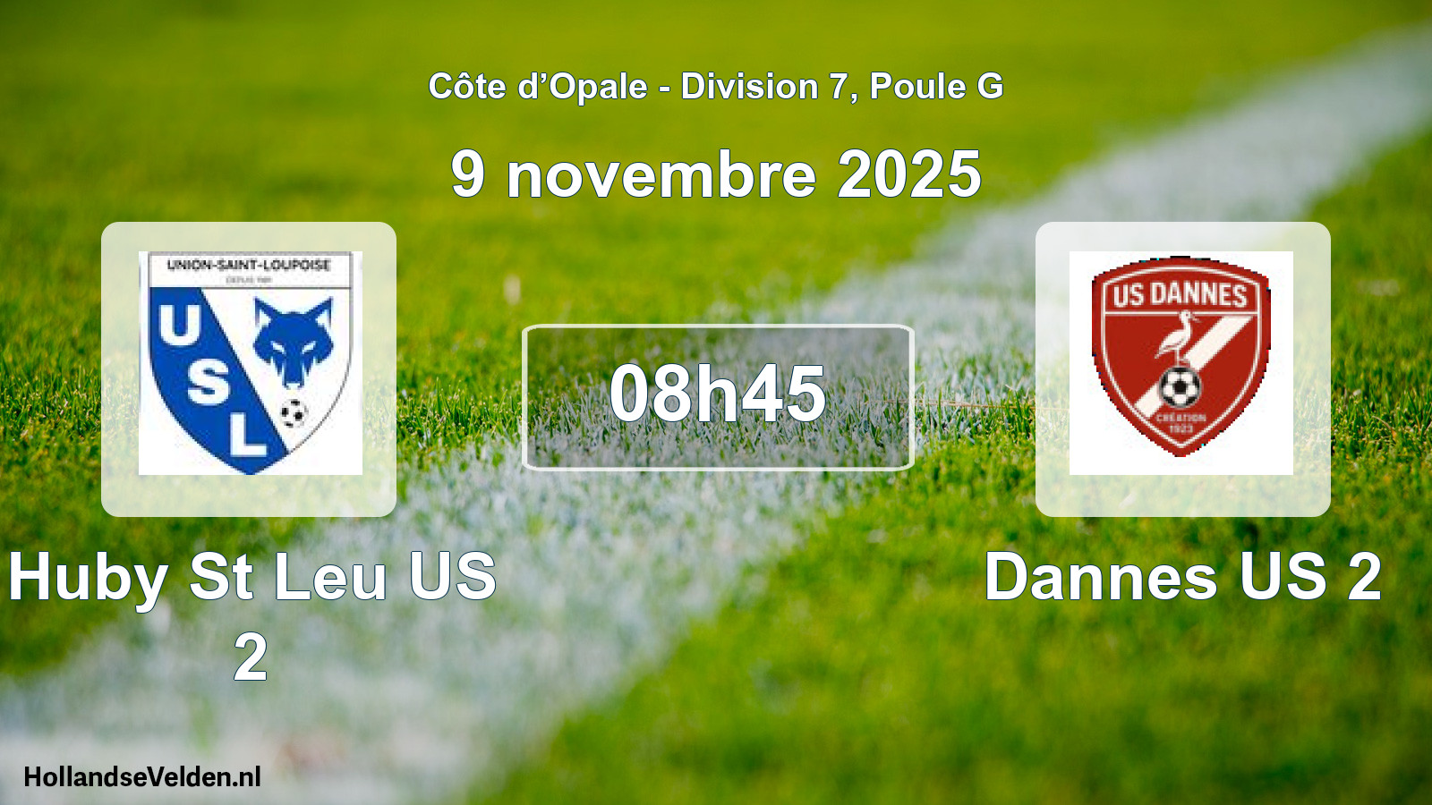 Match programmé: Huby St Leu US 2 - Dannes US 2 (9 novembre 2025)