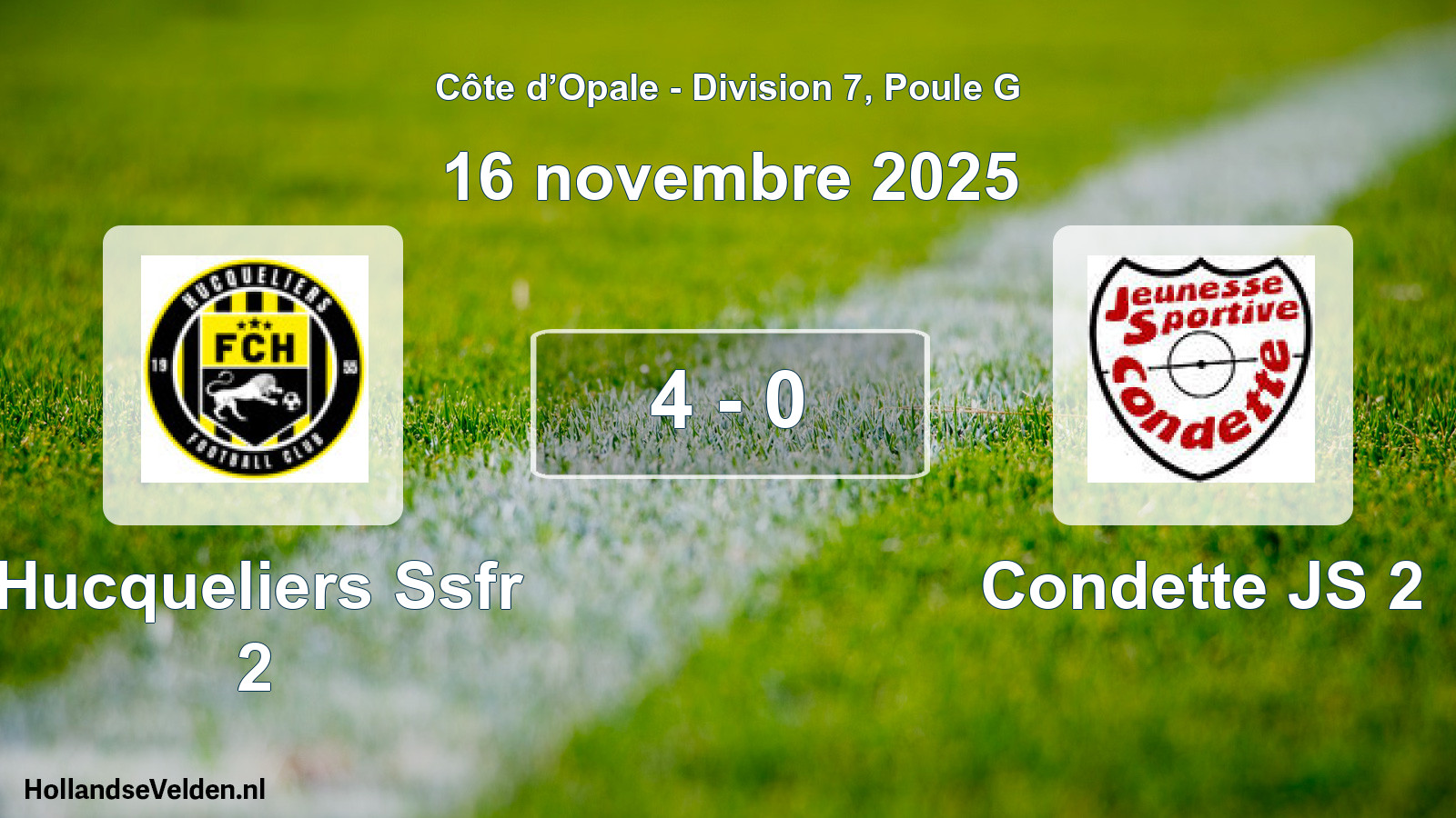 Match joué: Hucqueliers Ssfr 2 - Condette JS 2 4 - 0 (16 novembre 2025)