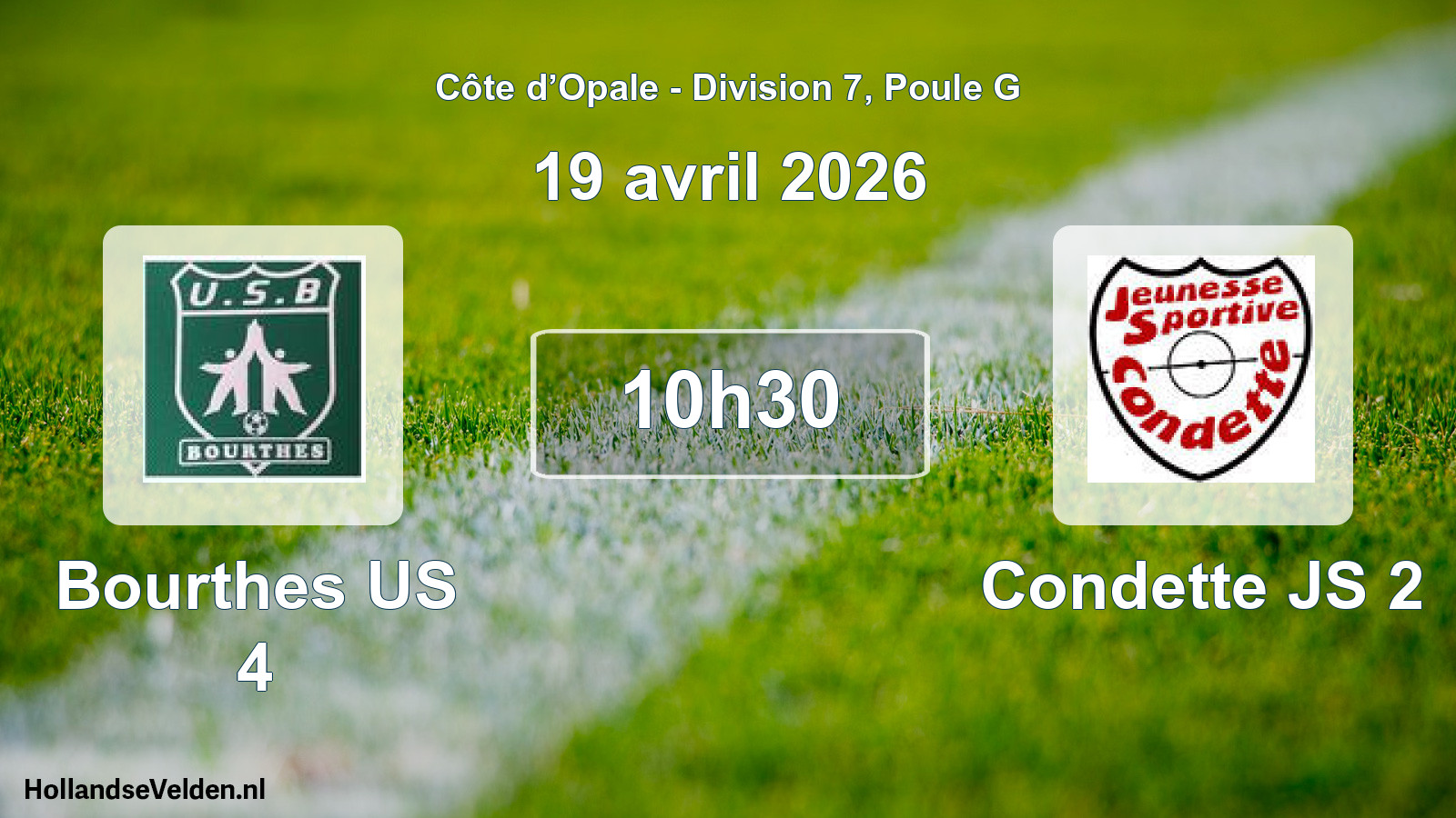 Match programmé: Bourthes US 4 - Condette JS 2 (19 avril 2026)