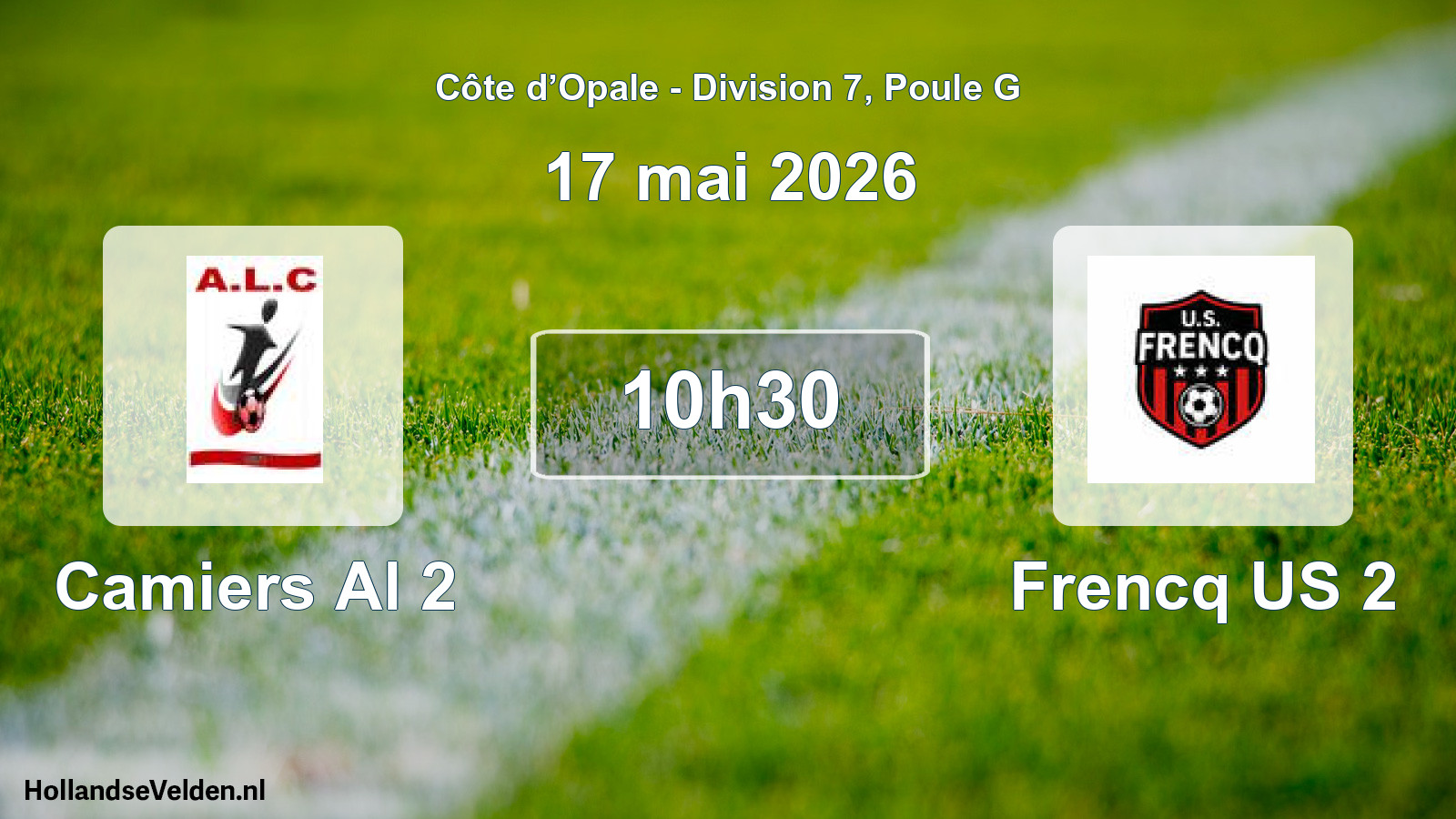 Match programmé: Camiers Al 2 - Frencq US 2 (17 mai 2026)