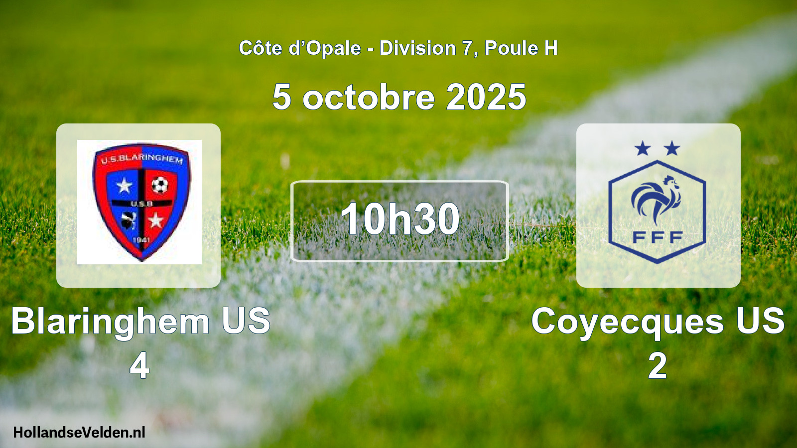 Match programmé: Blaringhem US 4 - Coyecques US 2 (5 octobre 2025)
