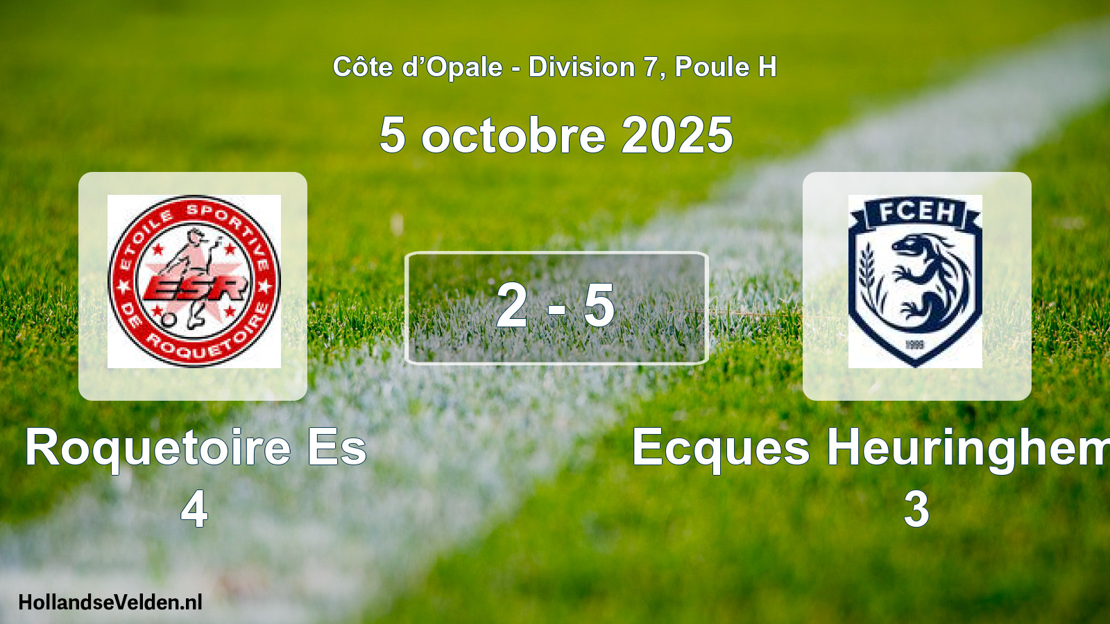 Gespeelde wedstrijd: Roquetoire Es 4 - Ecques Heuringhem FC 3 2 - 5 (5 oktober 2025)